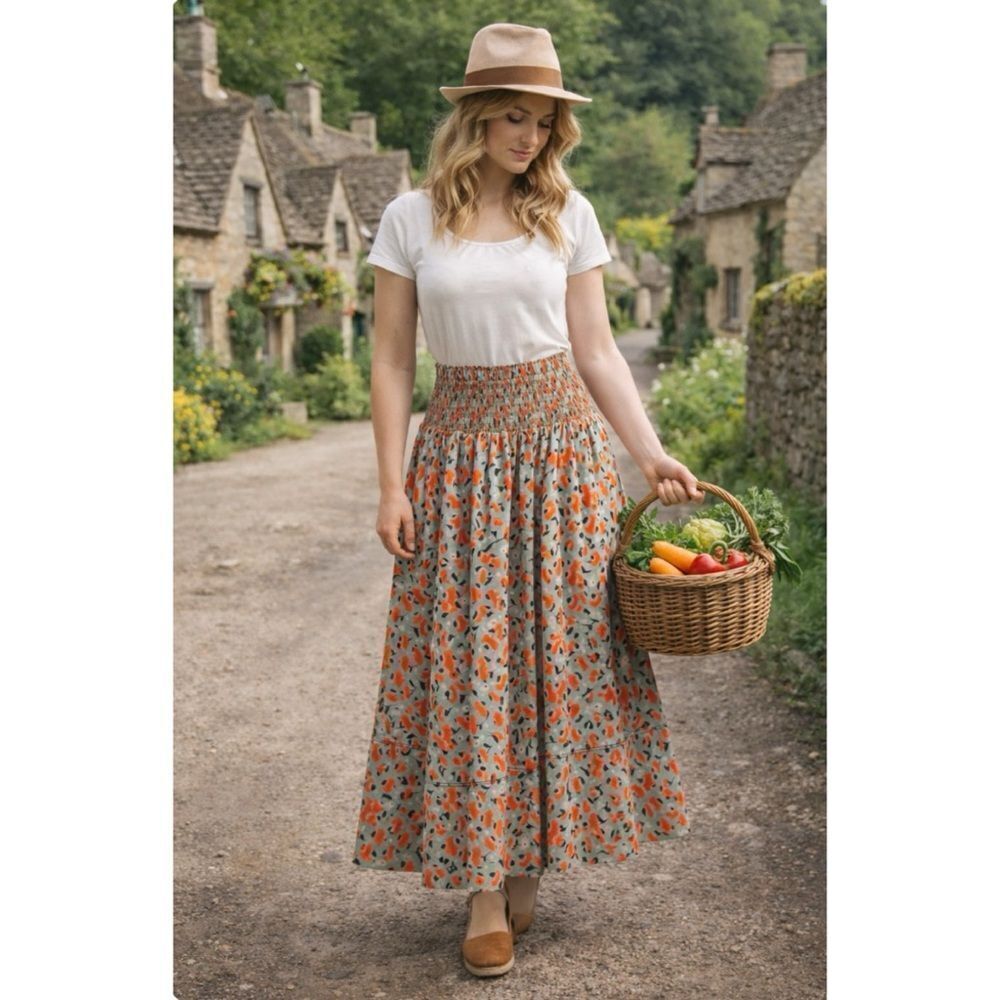 Tanya Taylor Lyla Floral Midi-Skirt in Poppy Field Size M / NWOT